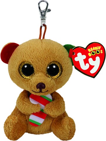 Christmas Bella the Brown Bear Clip Beanie Boo