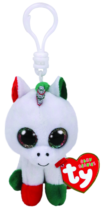 Christmas Candy Cane the Unicorn Clip Beanie Boo