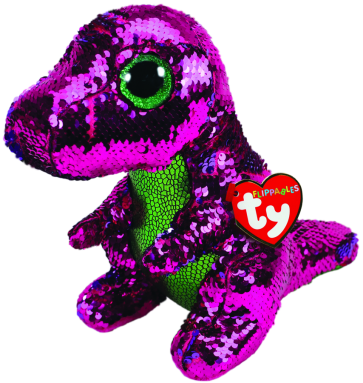 Stompy the Pink & Green Dinosaur Medium Flippable