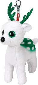 Christmas Peppermint the White Reindeer Clip Beanie Babies