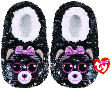 Kiki the Grey Cat Sequin Slippers Medium