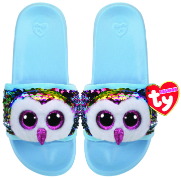 Owen the Multicoloured Owl Sequin Slides Small