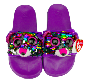 Dotty the Multicoloured Leopard Sequin Slides Medium