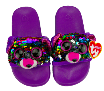 Dotty the Multicoloured Leopard Sequin Slides Small