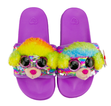 Rainbow the Multicoloured Poodle Sequin Slides Large