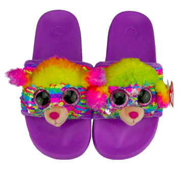 Rainbow the Multicoloured Poodle Sequin Slides Small