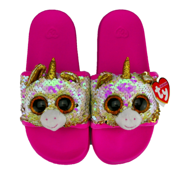 Fantasia the Multicoloured Unicorn Sequin Slides Large