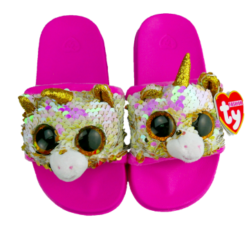 Fantasia the Multicoloured Unicorn Sequin Slides Small