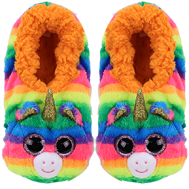 Beanie Boos Australia Gemma the Rainbow Unicorn Slippers Large