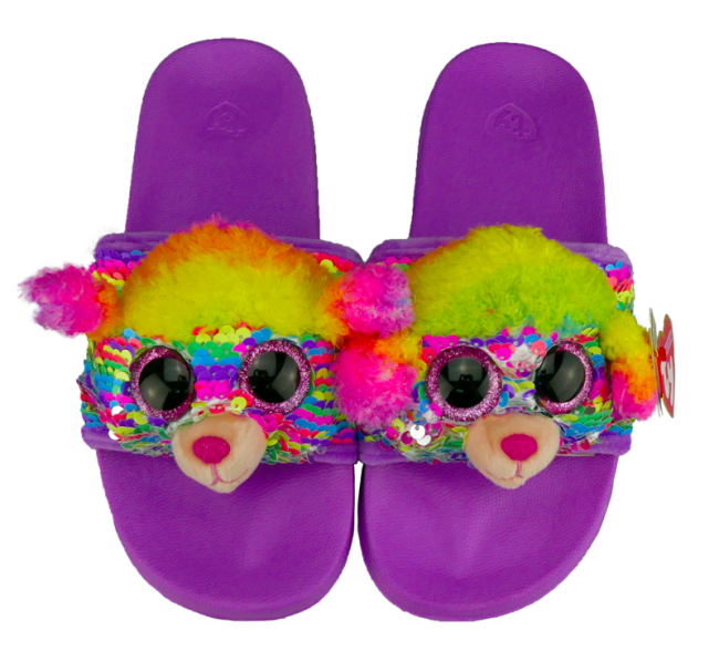 Rainbow the Multicoloured Poodle Sequin Slides Small