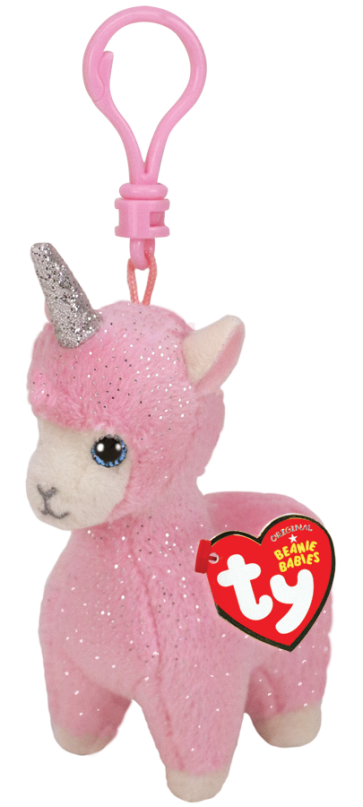 Lana the Pink Llama with Horn Clip Beanie Babies