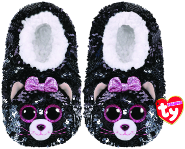 Kiki the Grey Cat Sequin Slippers Large