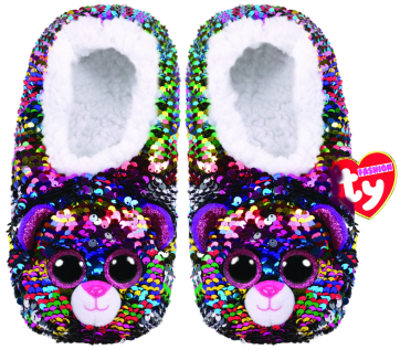 Dotty the Multicoloured Leopard Sequin Slippers Small