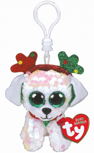 Sugar the Dog with Antlers Christmas Clip Beanie Boo