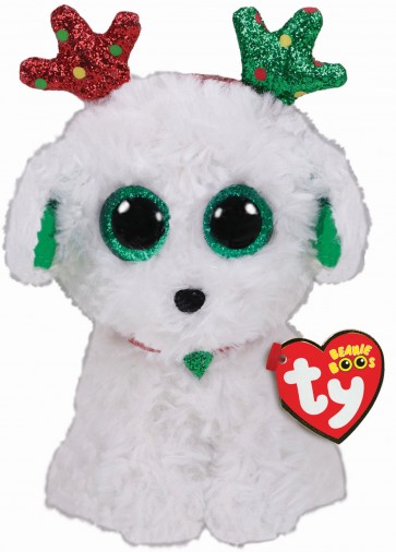Sugar the Dog with Antlers Christmas Regular Beanie Boo