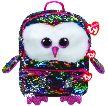 Owen the Multicoloured Owl Sequin Square Backpack