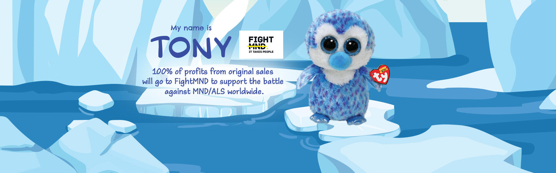 Tony the Penguin Regular Beanie Boo Supporting FightMND